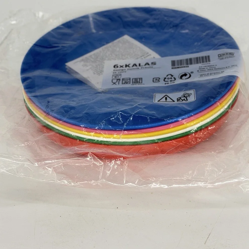 IKEA KALAS Kids Plastic Plates Set of 6 Multicolor BPA Free New Bright Rainbow